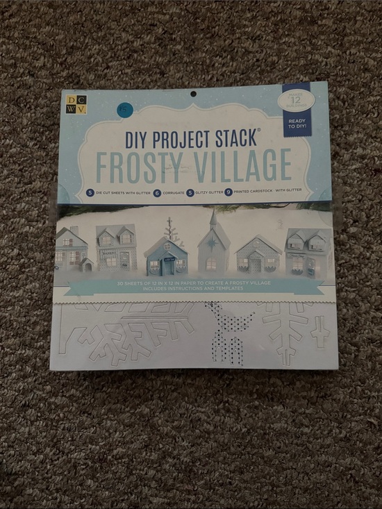 dcwv Other - Frosty Village DIY Project Stack - Blue & White Mixed Media Kit
